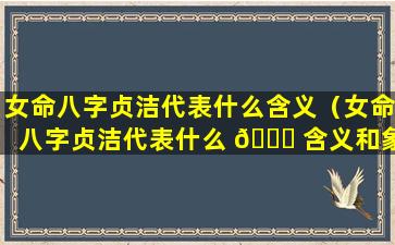 女命八字贞洁代表什么含义（女命八字贞洁代表什么 🐝 含义和象征）